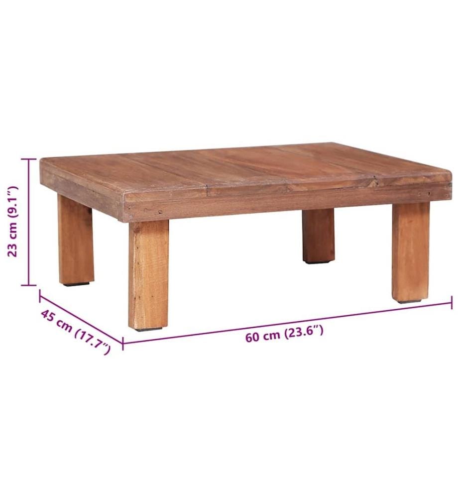Table basse 60x45x23 cm bois d'acajou massif