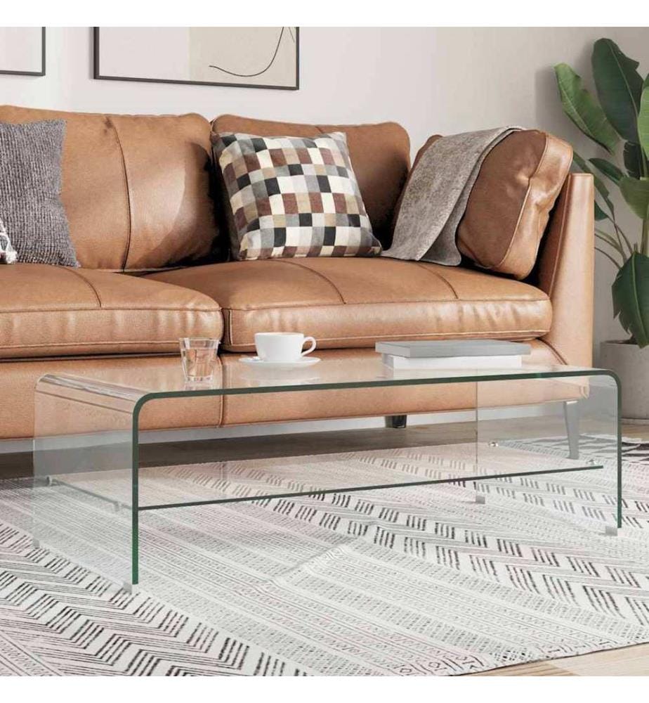Table basse Clair 98x45x31 cm Verre trempé