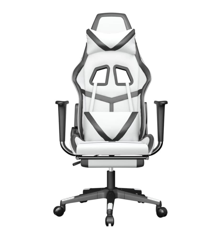 Chaise de jeu avec repose-pied Blanc et noir Similicuir