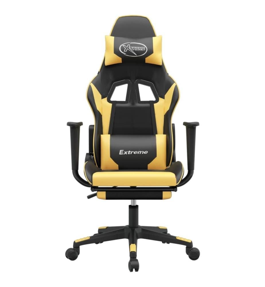 Chaise de jeu avec repose-pied Noir et doré Similicuir