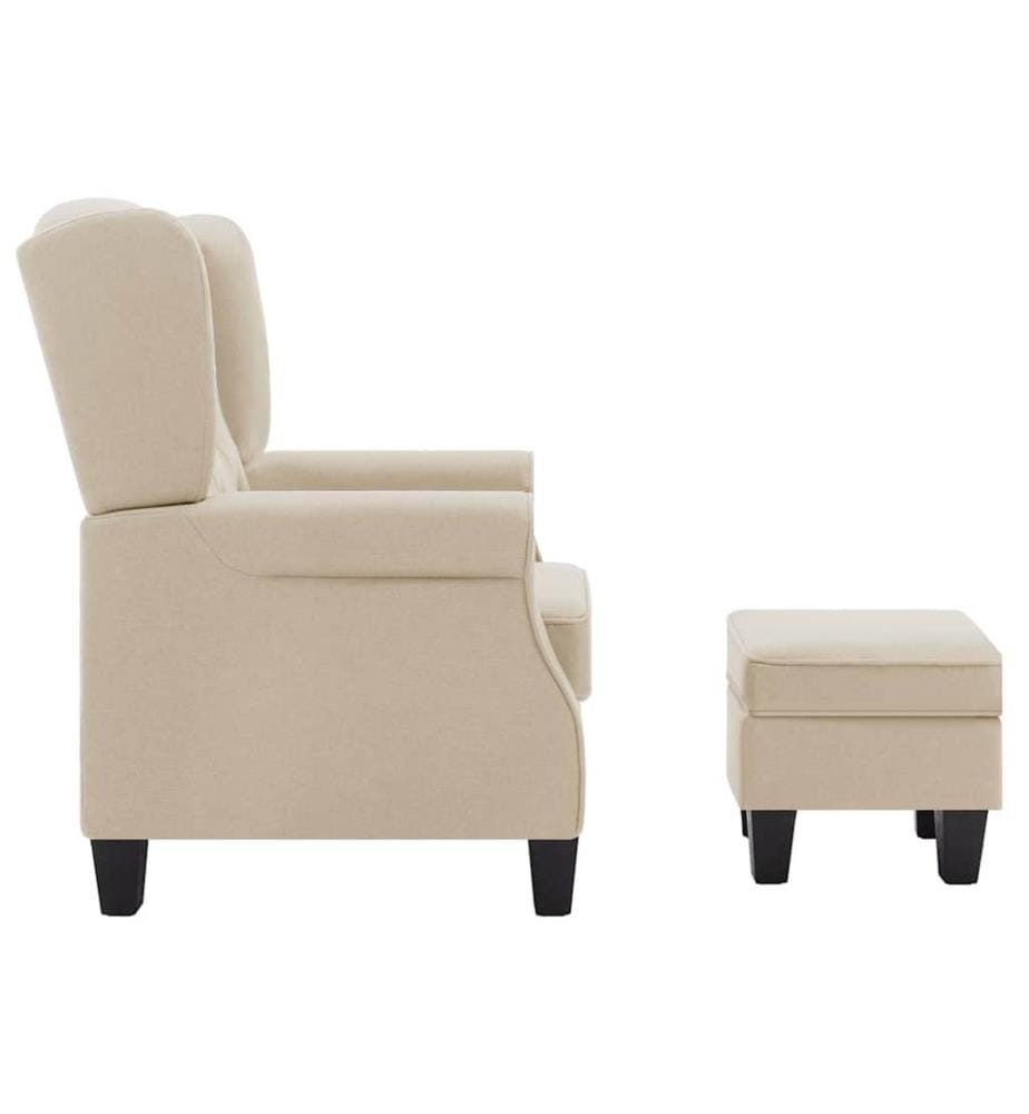 Sessel mit Fusshocker Creme Stoff