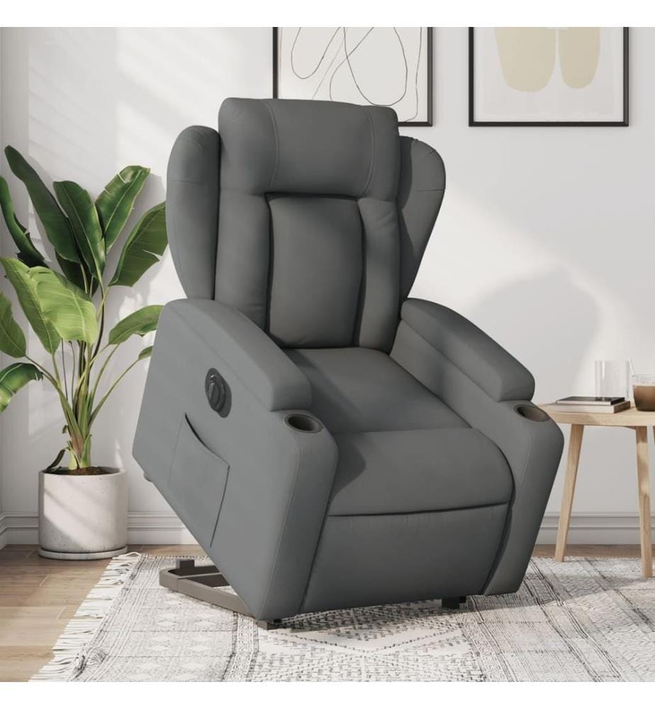 Relaxsessel mit Aufstehhilfe Elektrisch Dunkelgrau Stoff
