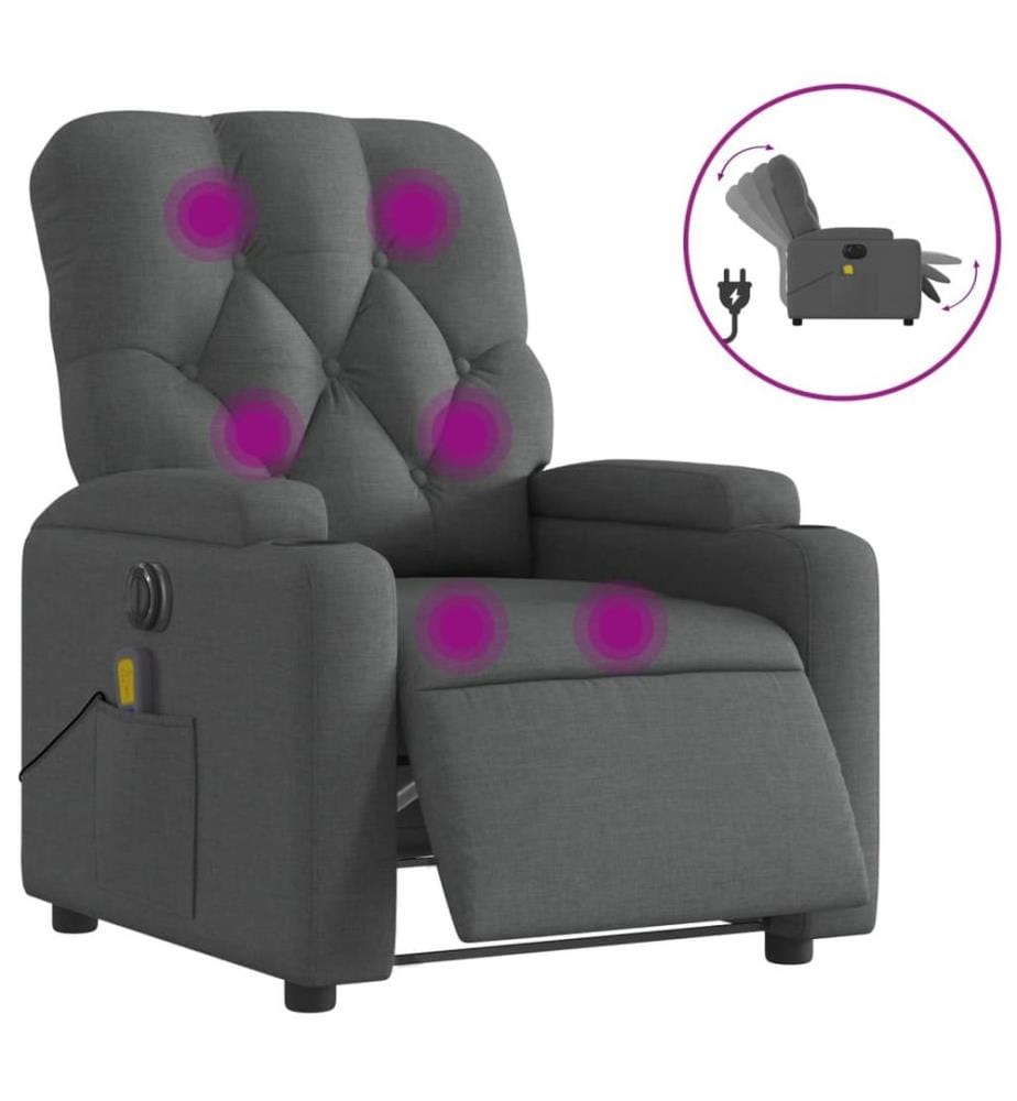 Massagesessel Elektrisch Dunkelgrau Stoff