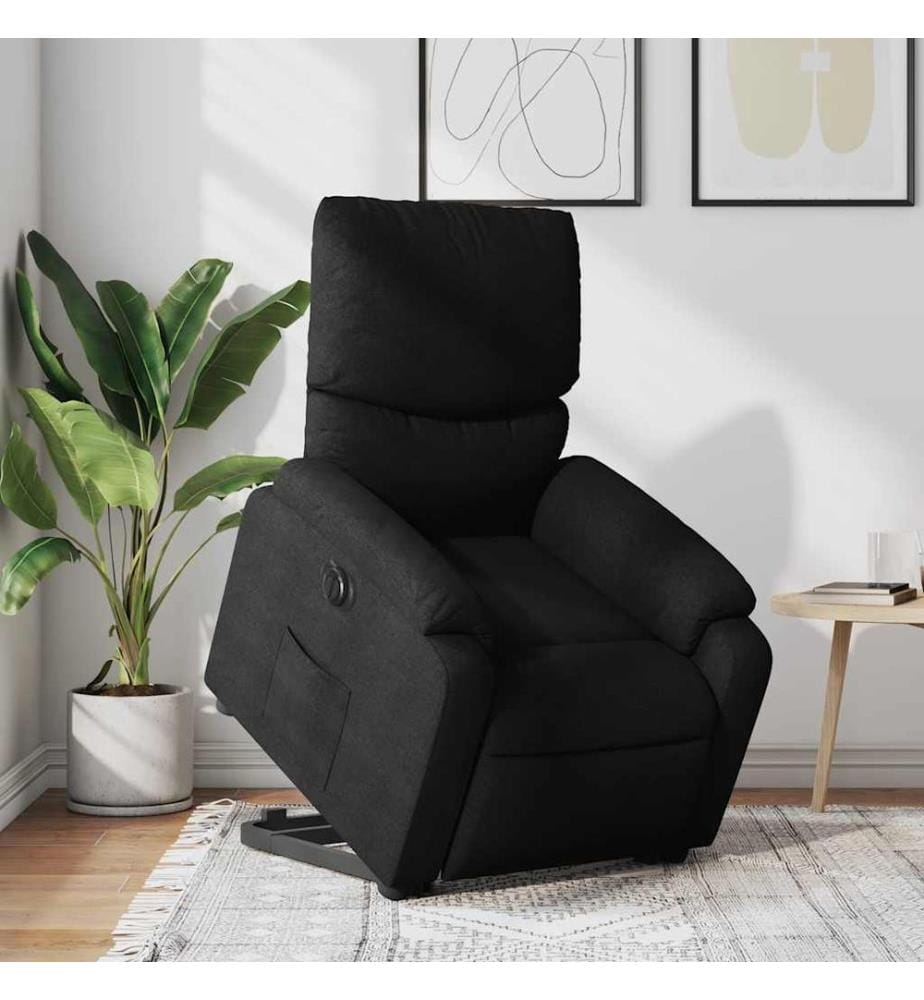 Relaxsessel mit Aufstehhilfe Elektrisch Schwarz Stoff