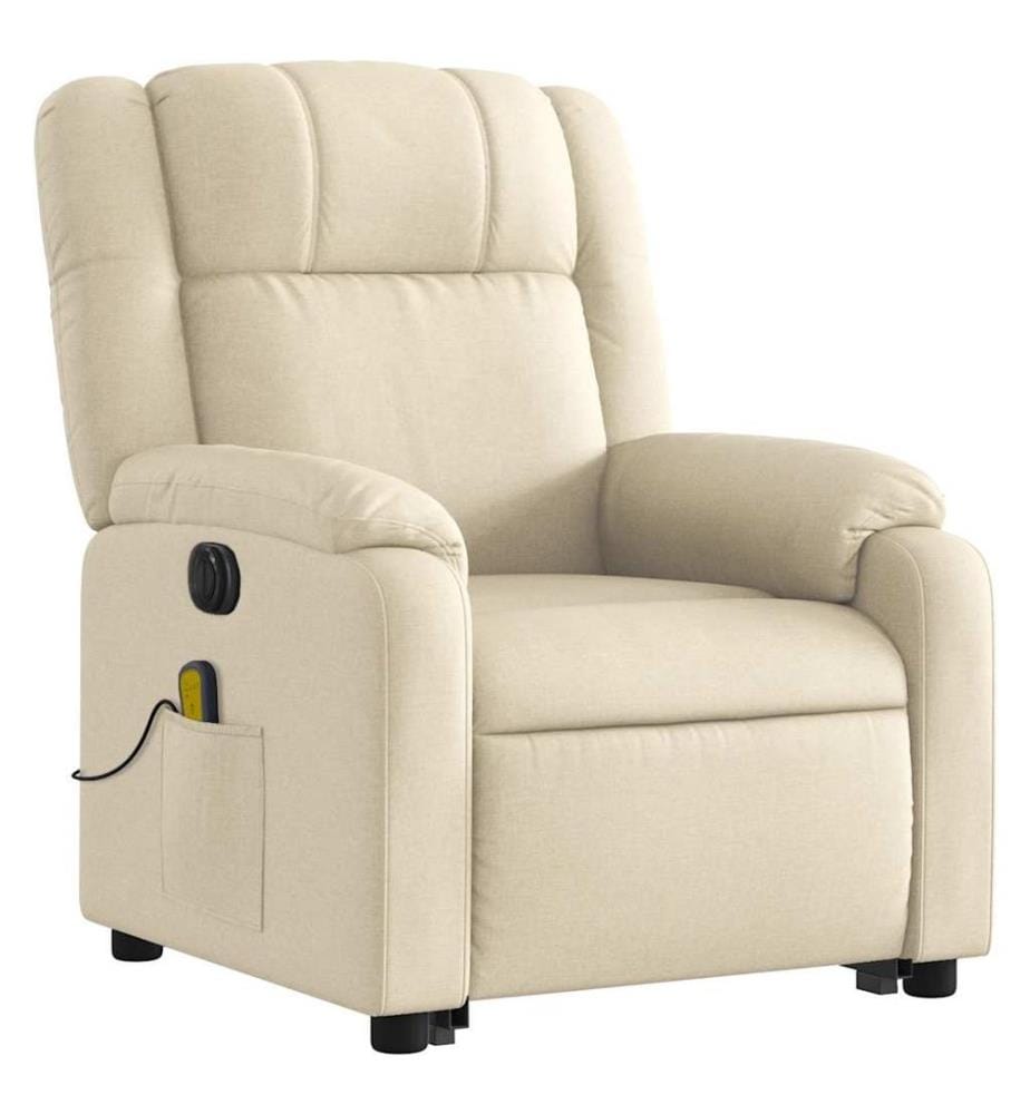 Elektrischer Massagesessel mit Aufstehhilfe Creme Stoff