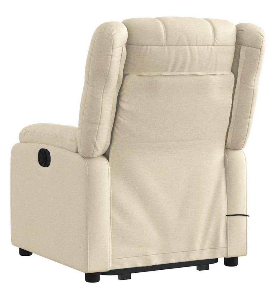 Elektrischer Massagesessel mit Aufstehhilfe Creme Stoff