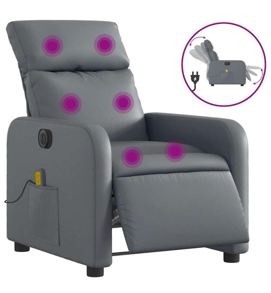 Massagesessel Elektrisch Grau Kunstleder