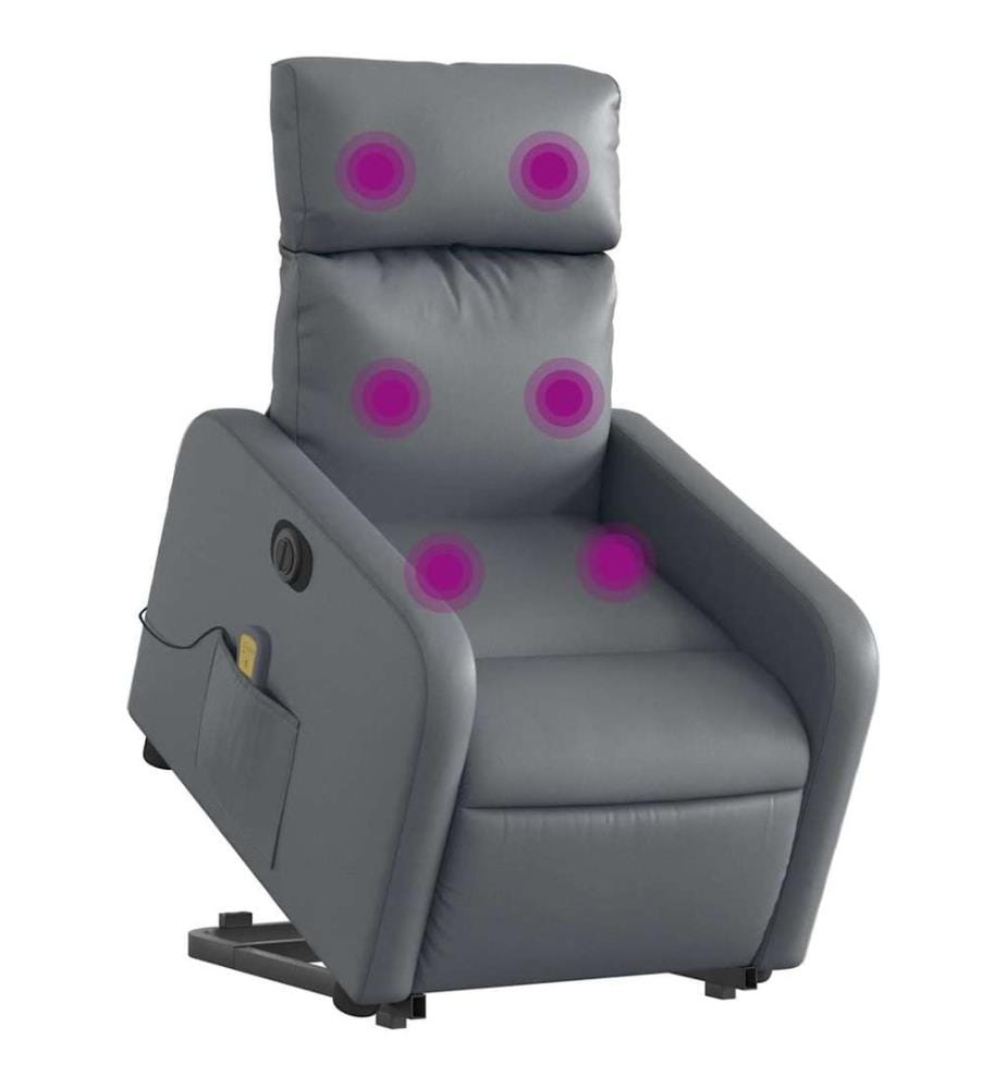Massagesessel mit Aufstehhilfe Elektrisch Grau Kunstleder