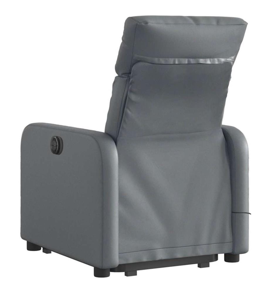 Massagesessel mit Aufstehhilfe Elektrisch Grau Kunstleder