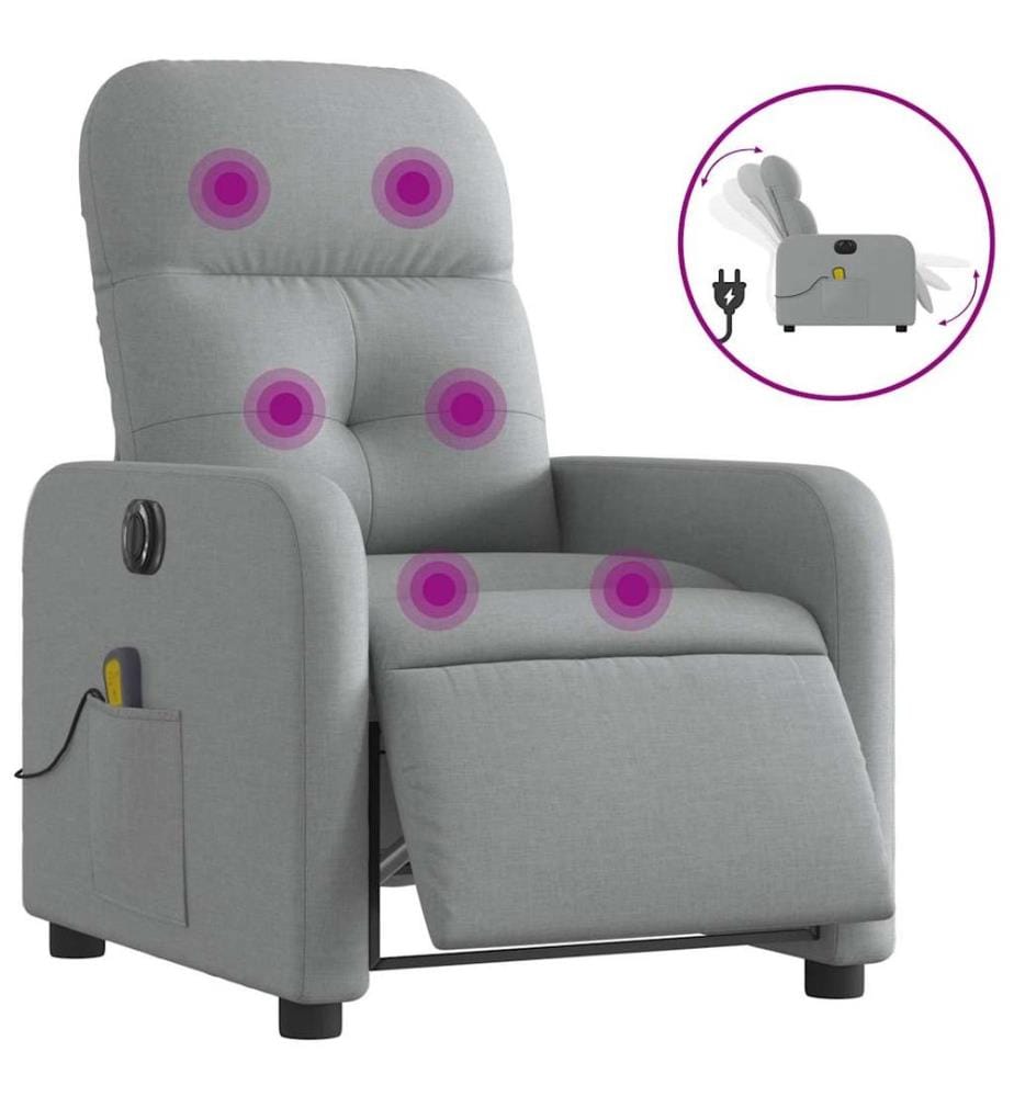 Massagesessel Elektrisch Hellgrau Stoff