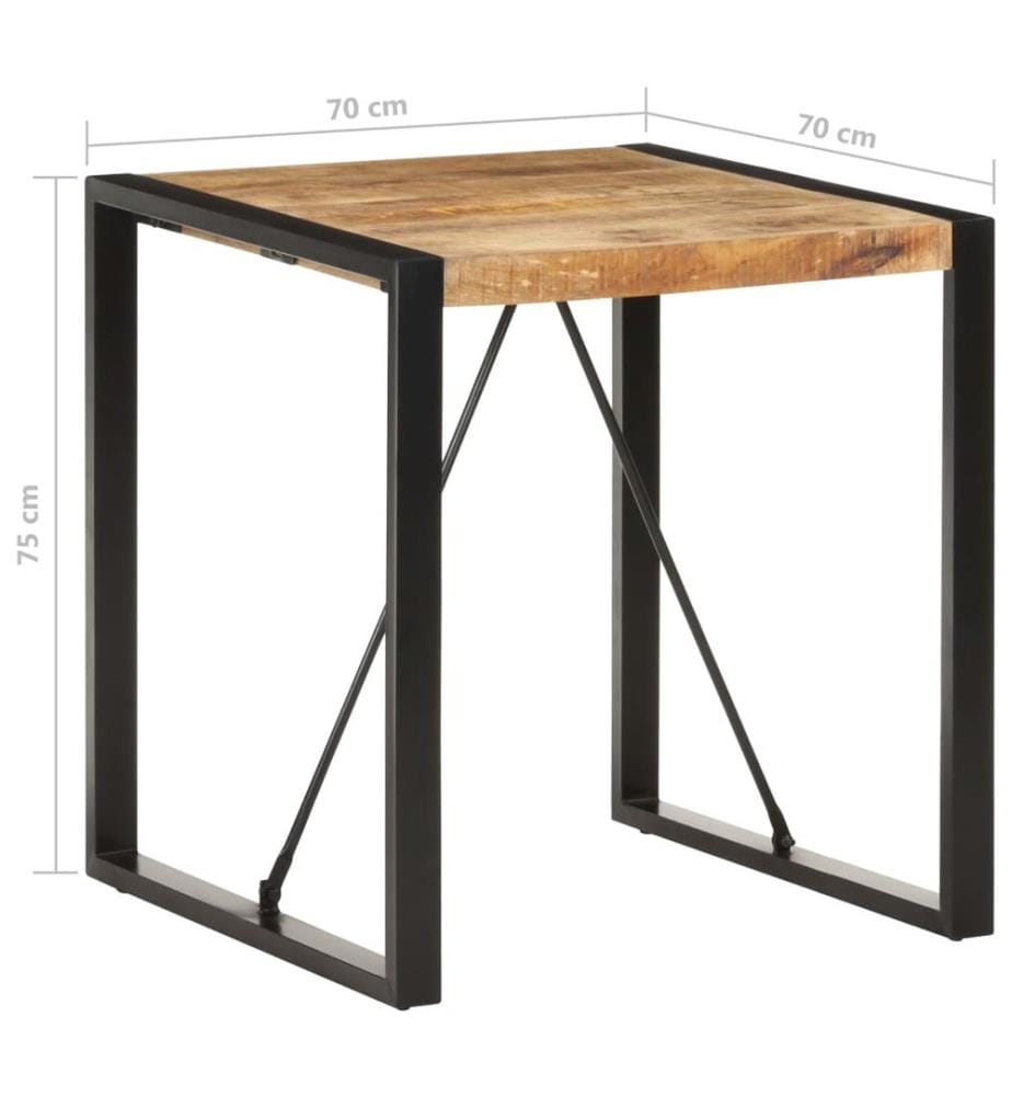 Table à manger 70x70x75 cm Bois de manguier massif brut