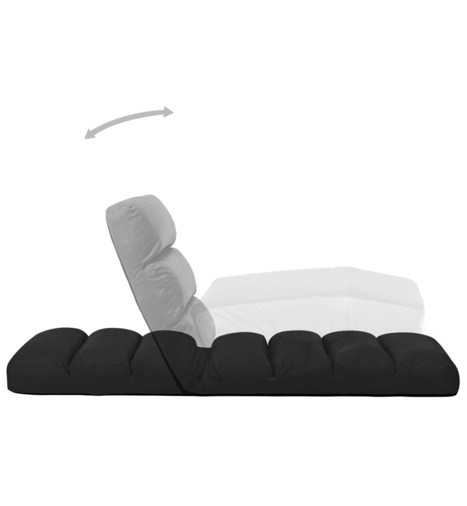 Chaise pliable de sol Noir Similicuir