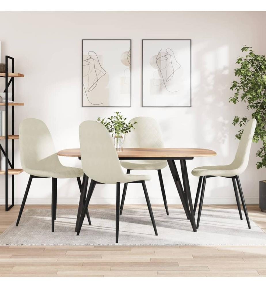 Esszimmerstühle 4 Stk. Cremeweiss Samt