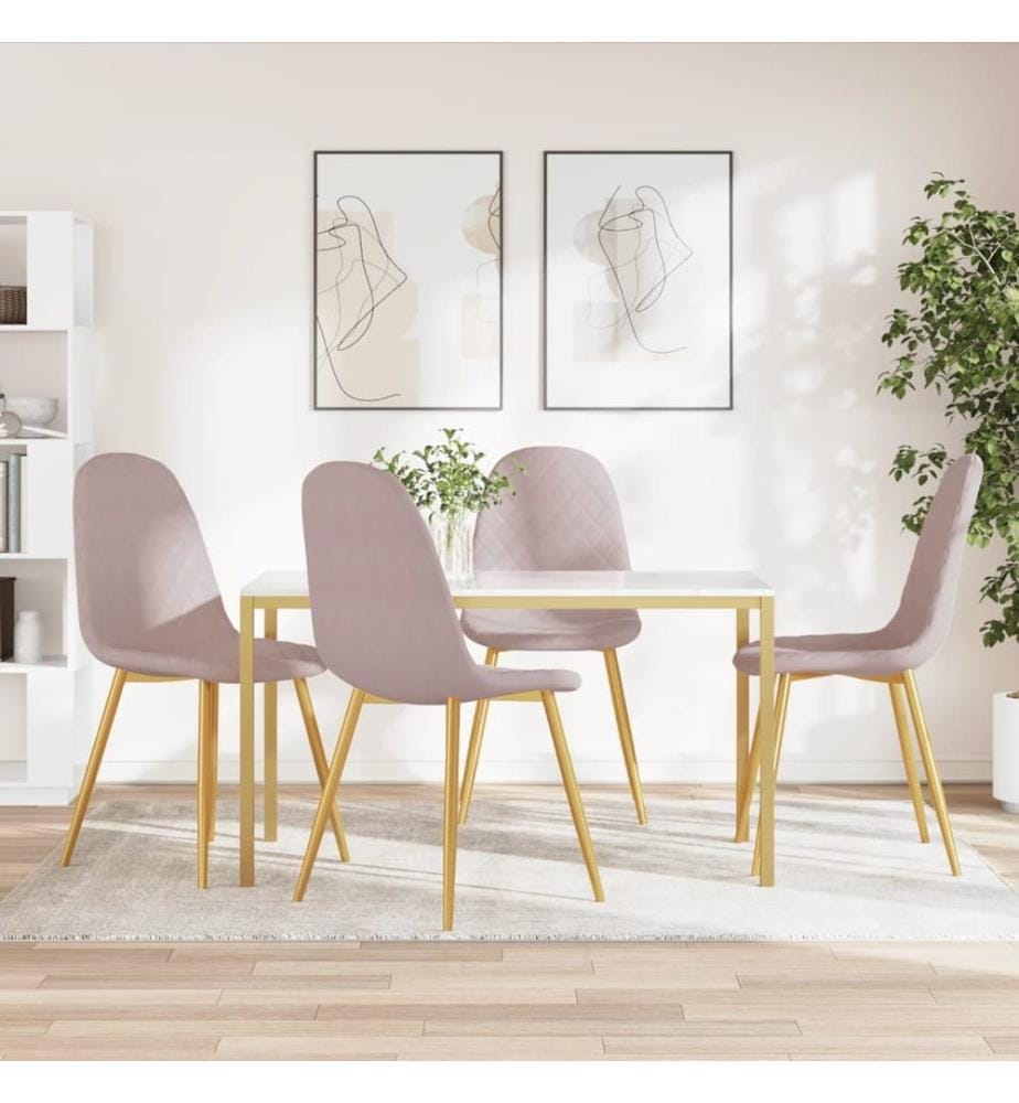 Esszimmerstühle 4 Stk. Rosa Samt