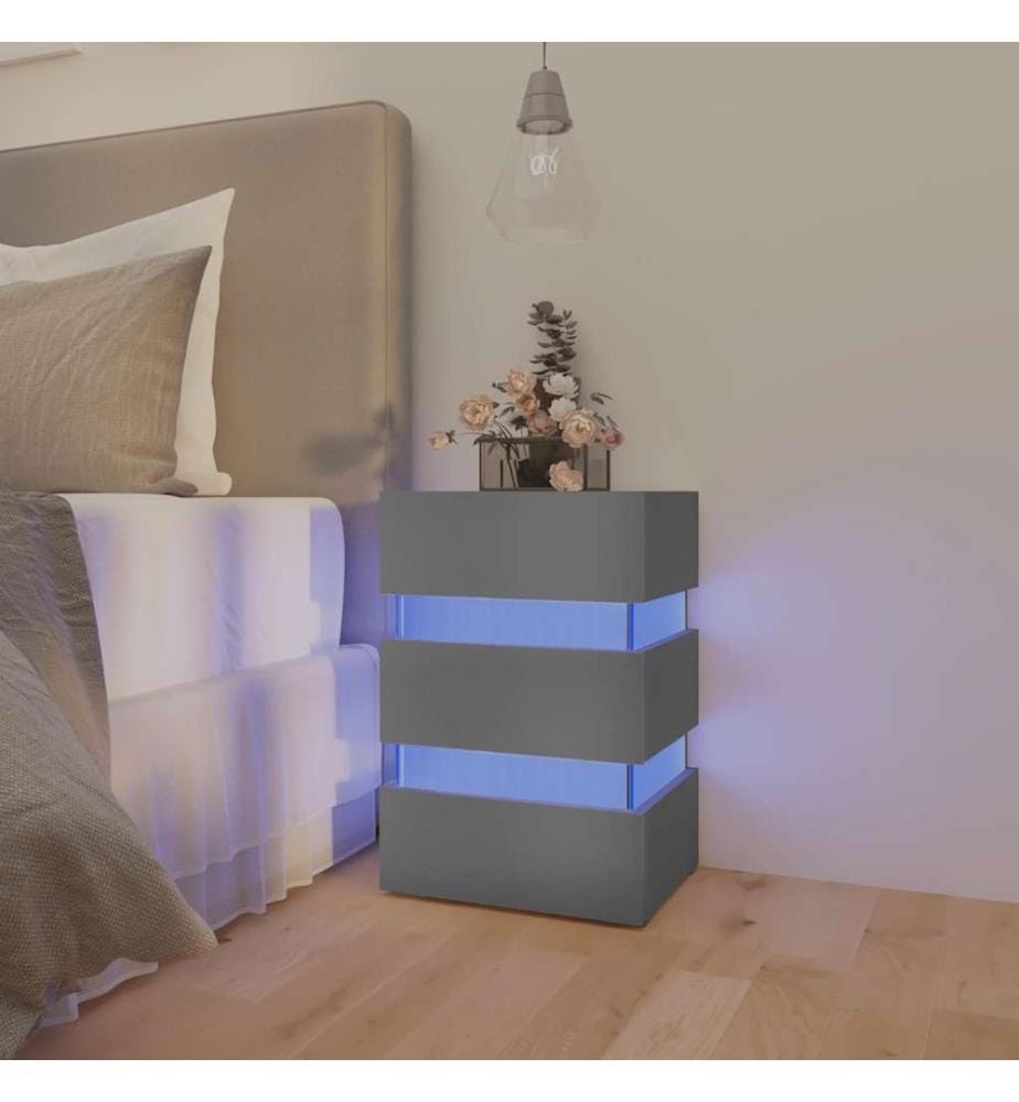 LED-Nachttisch Grau 45x35x67 cm Holzwerkstoff