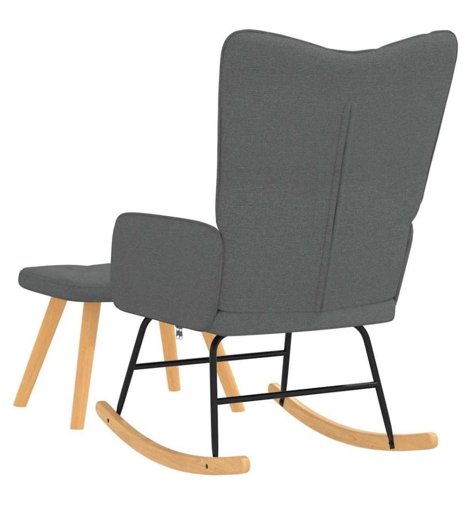 Schaukelsessel mit Hocker Dunkelgrau Stoff