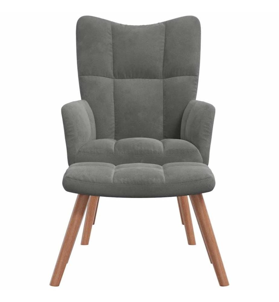 Relaxsessel mit Hocker Dunkelgrau Samt