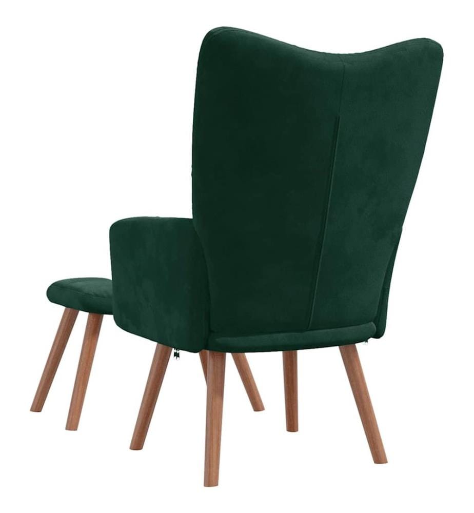 Relaxsessel mit Hocker Dunkelgrün Samt