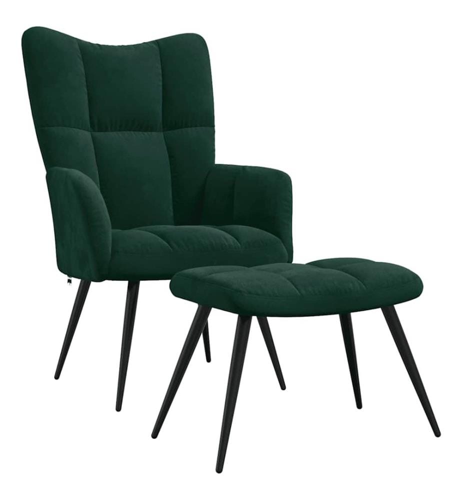Relaxsessel mit Hocker Dunkelgrün Samt