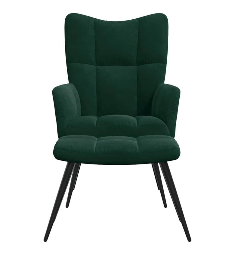 Relaxsessel mit Hocker Dunkelgrün Samt