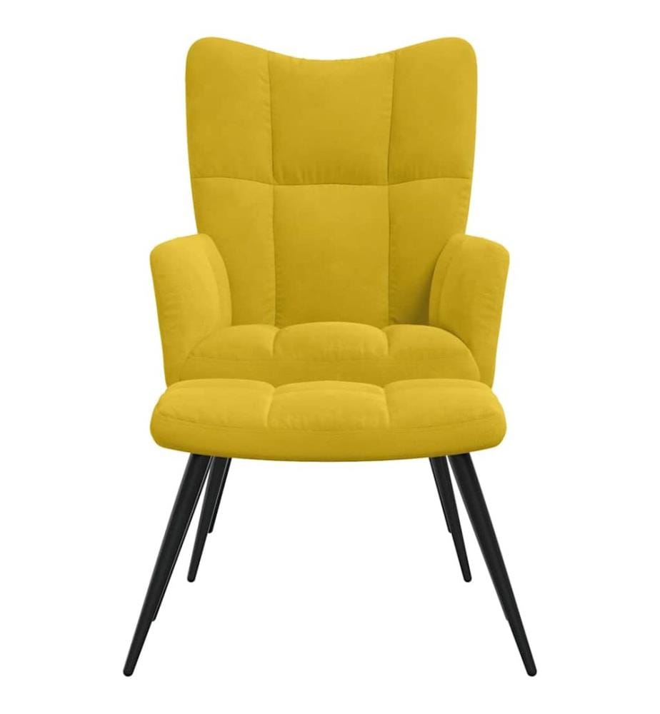 Relaxsessel mit Hocker Senfgelber Samt