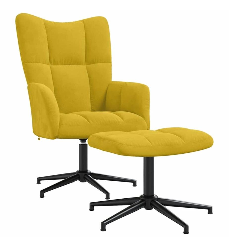 Relaxsessel mit Hocker Senfgelb Samt