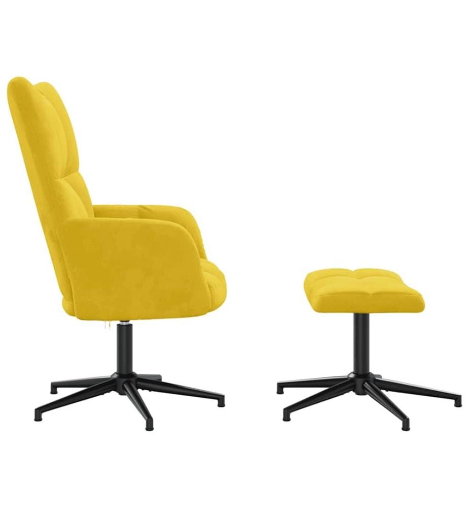 Relaxsessel mit Hocker Senfgelb Samt