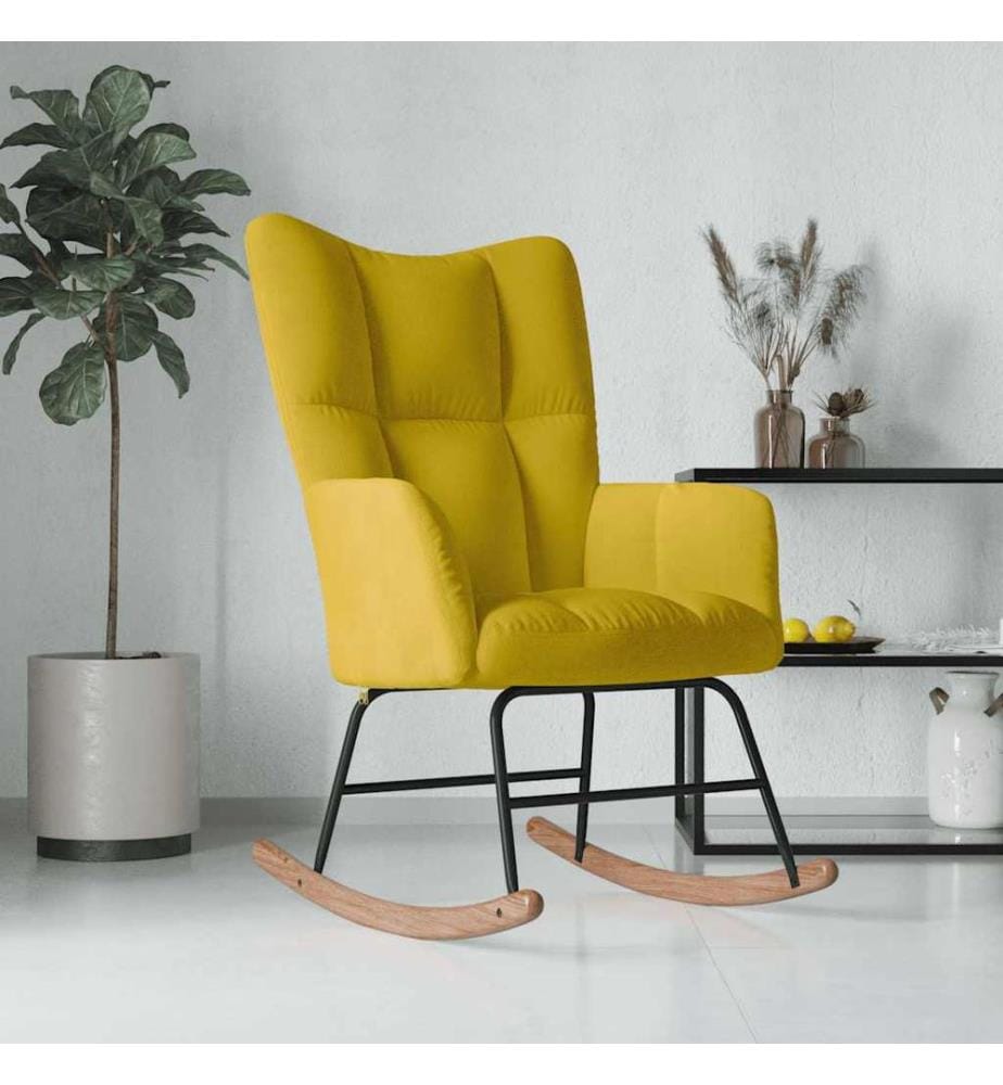 Chaise à bascule Jaune moutarde Velours