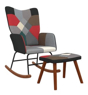 Schaukelstuhl mit Hocker Patchwork Stoff