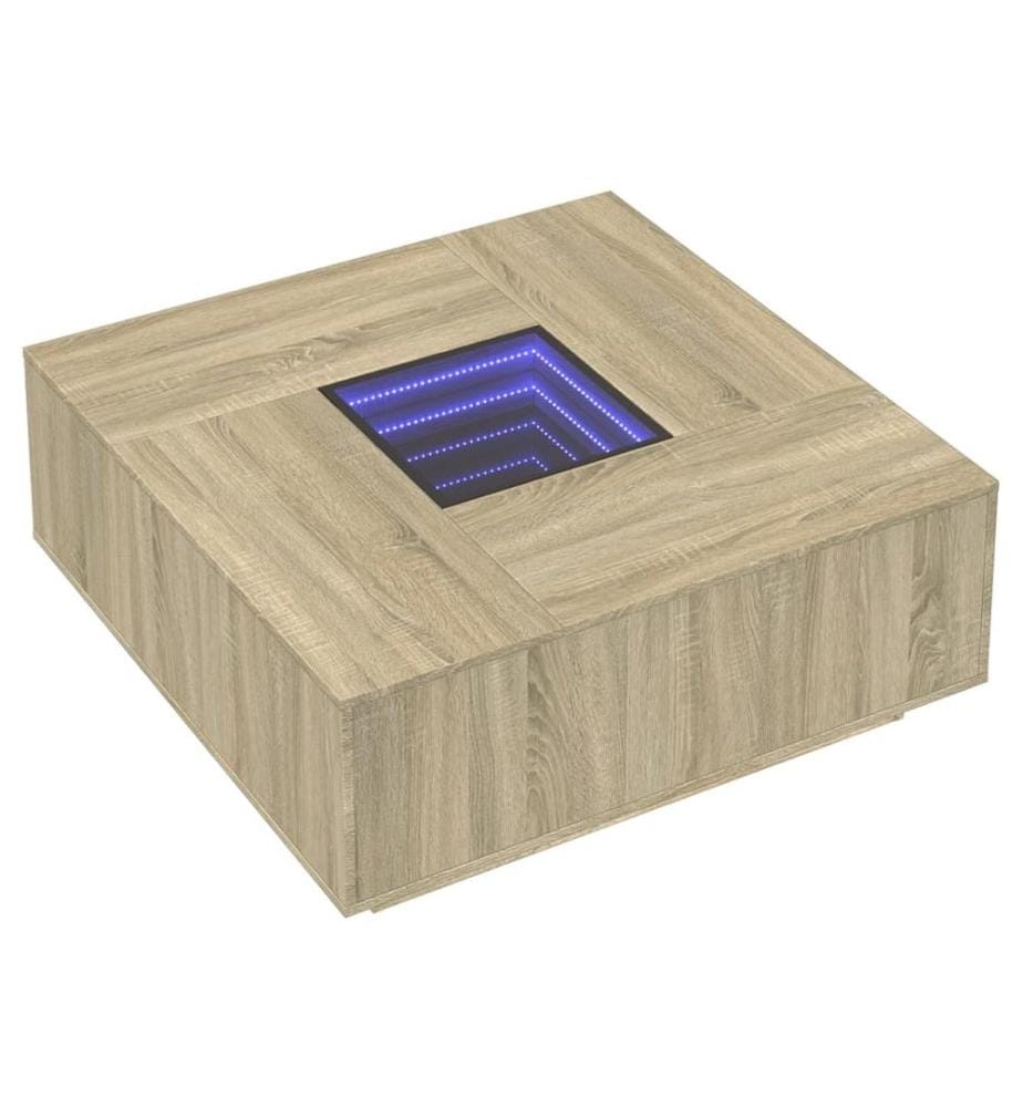 Table basse avec LED infini chêne sonoma 100x100x40 cm