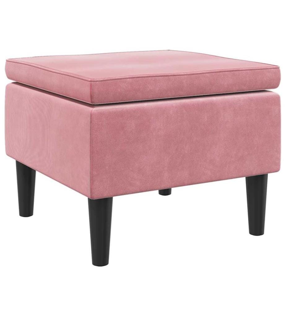 Hocker mit Holzbeinen Rosa Samt