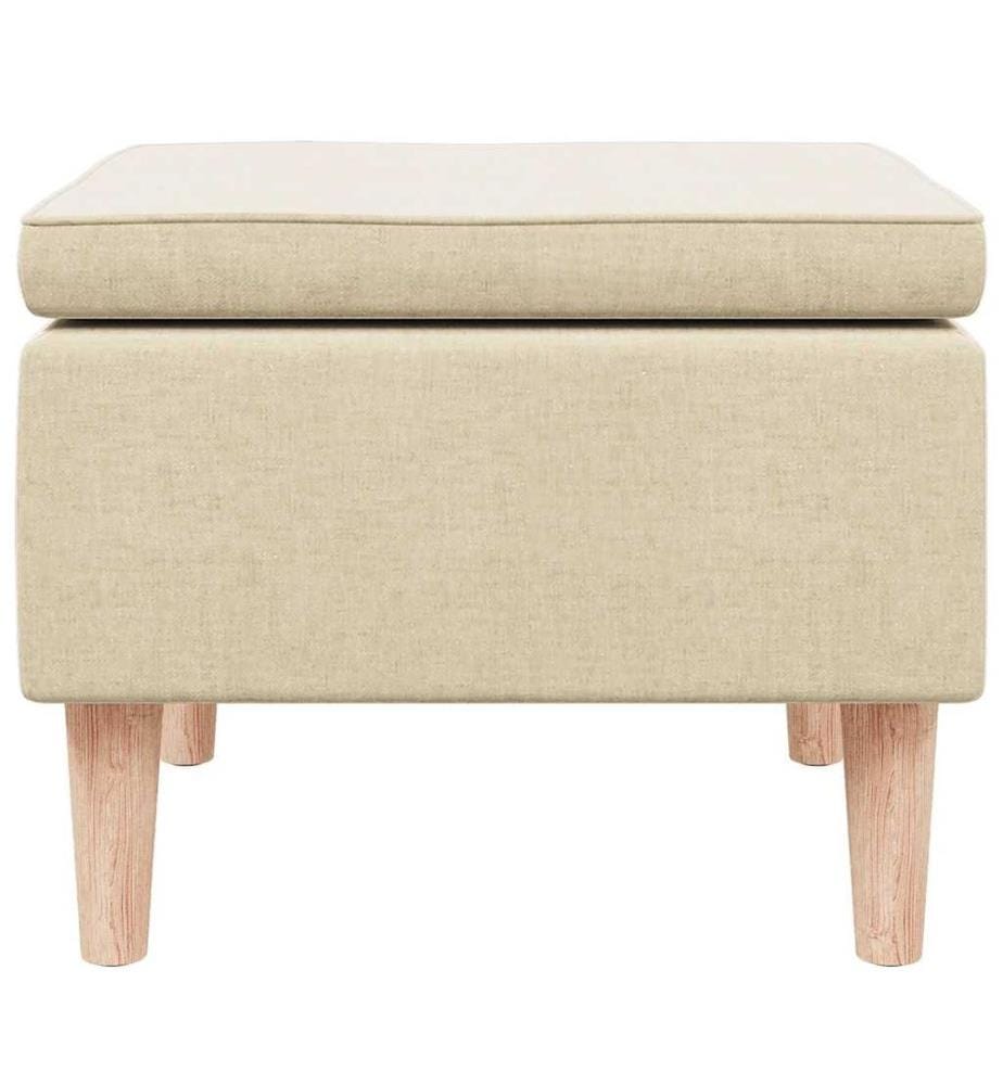 Hocker mit Holzbeinen Creme Stoff