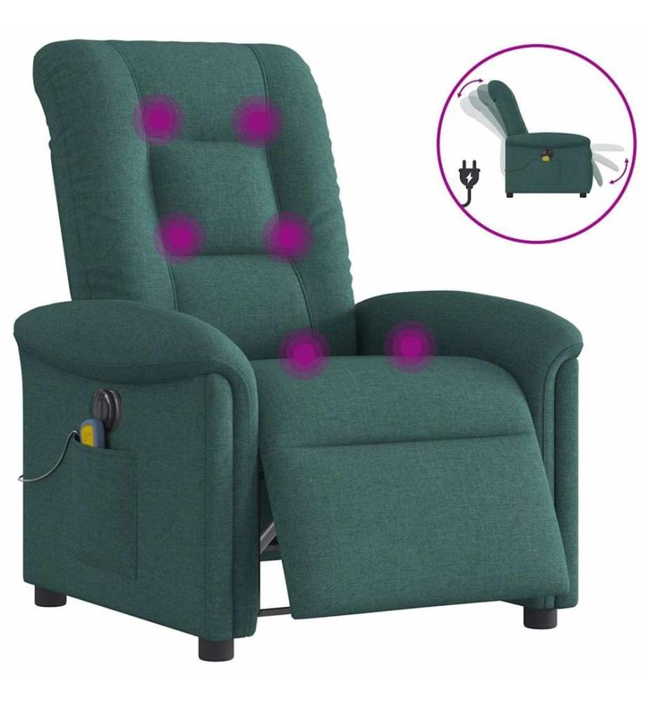 Massagesessel Elektrisch Dunkelgrün Stoff
