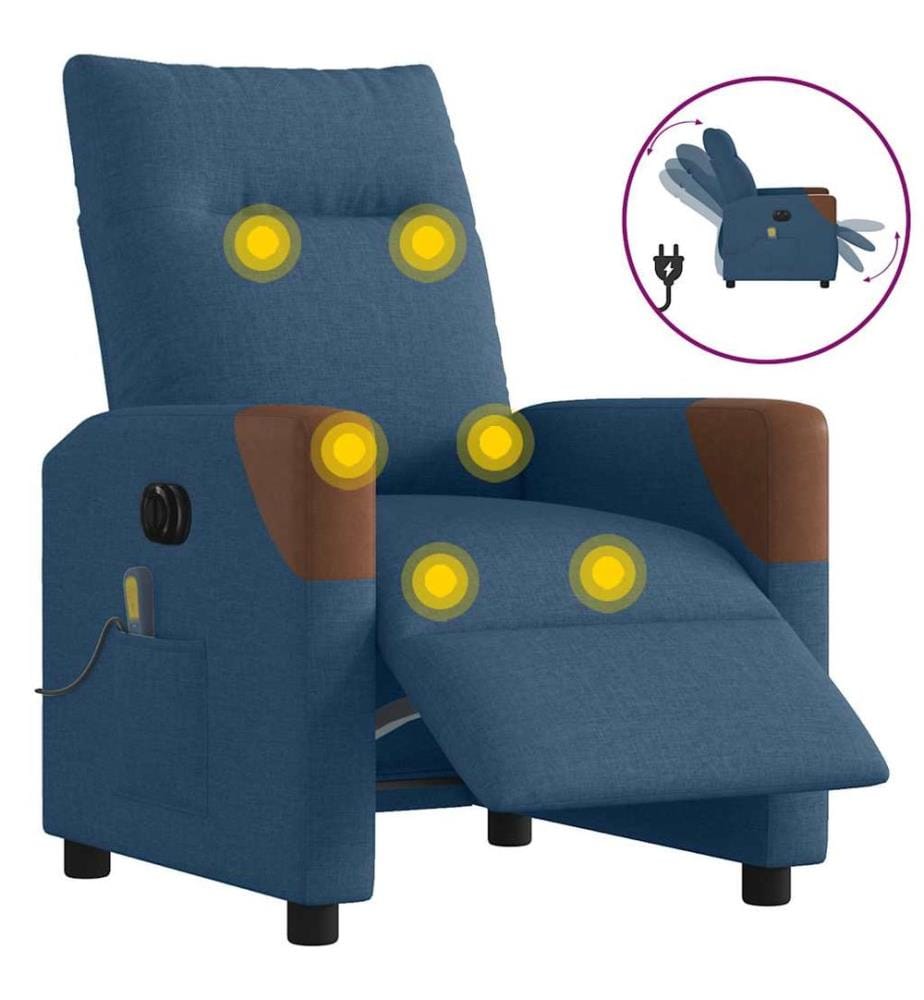 Massagesessel Elektrisch Blau Stoff