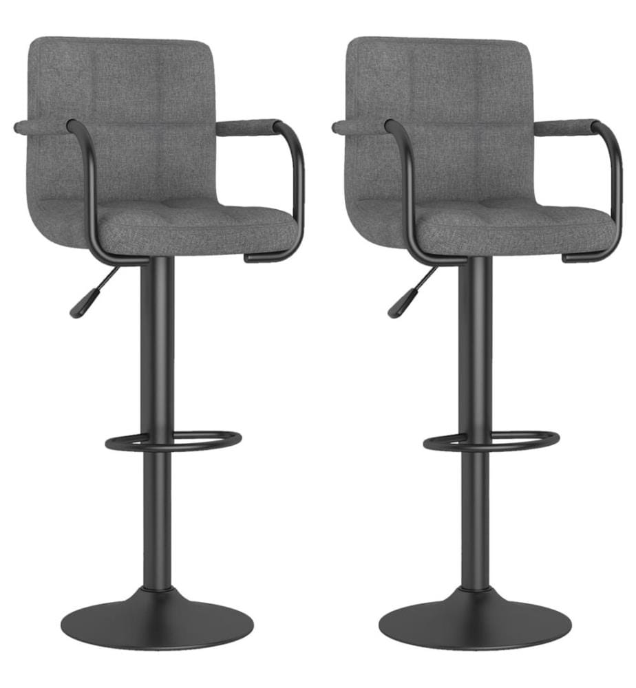 Barhocker 2 Stk. Hellgrau Stoff