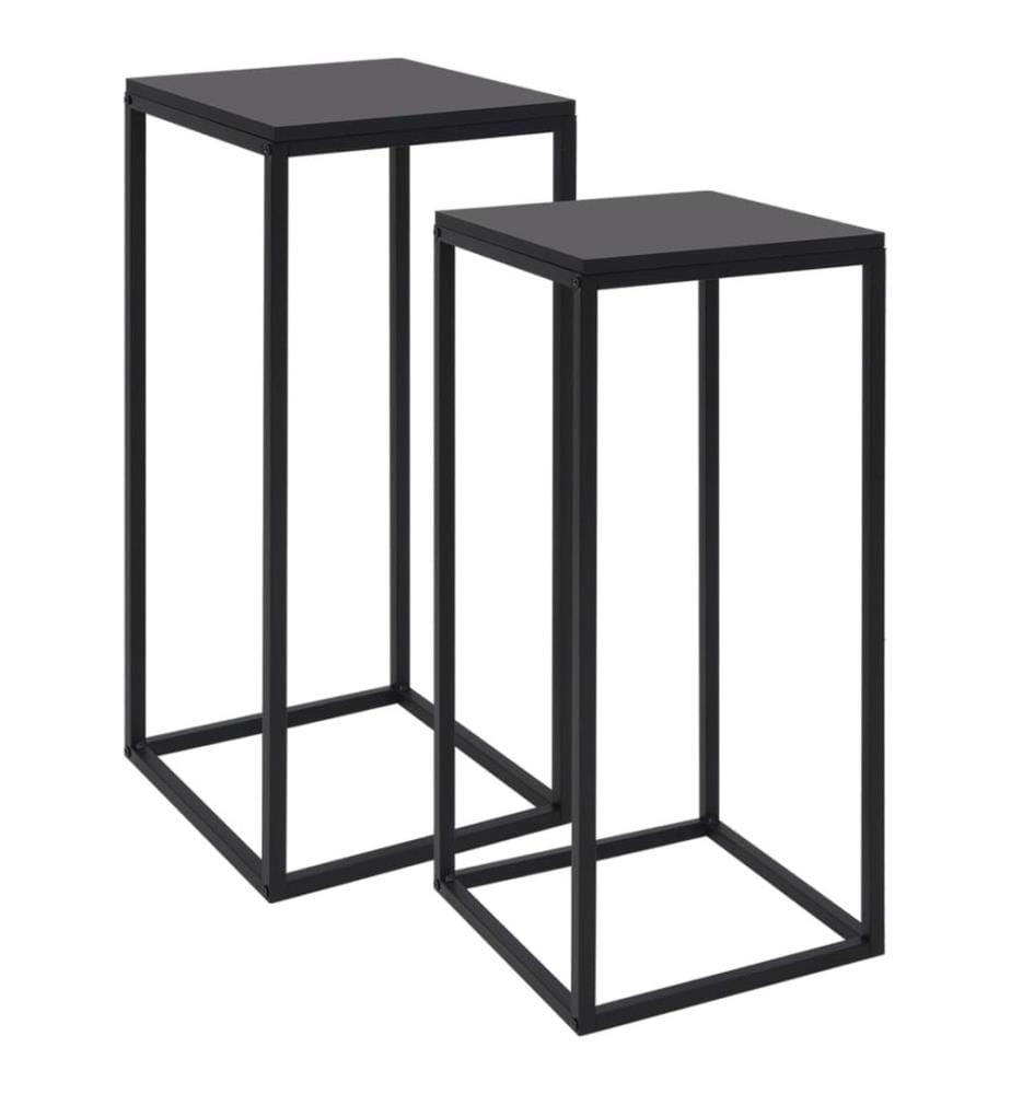 Tables d'appoint 2 pcs Noir Acier