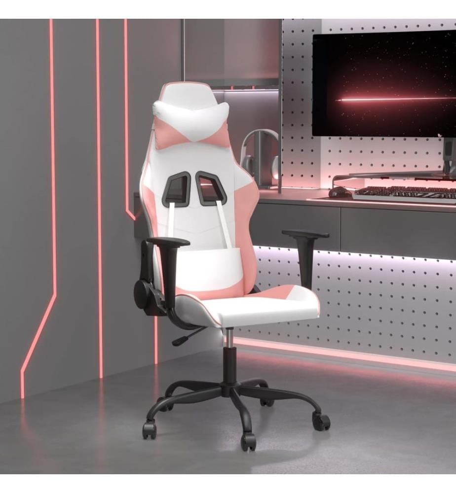 Chaise de jeu de massage Blanc et rose Similicuir