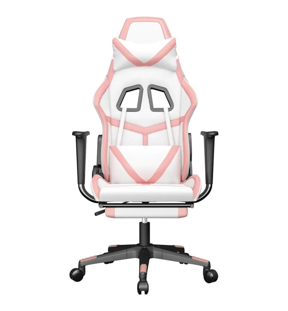 Chaise de jeu de massage avec repose-pied Blanc&Rose Similicuir