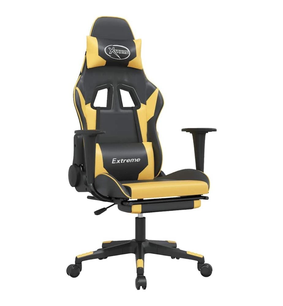 Chaise de jeu de massage et repose-pied Noir doré Similicuir