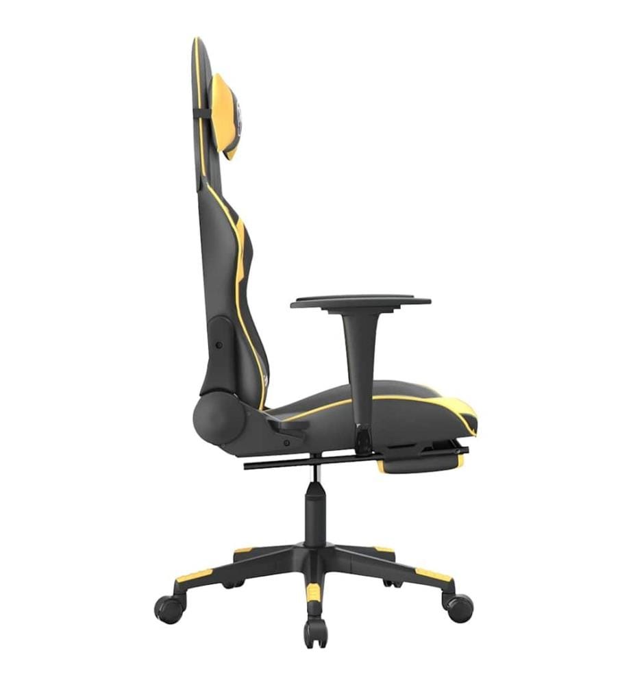 Chaise de jeu de massage et repose-pied Noir doré Similicuir