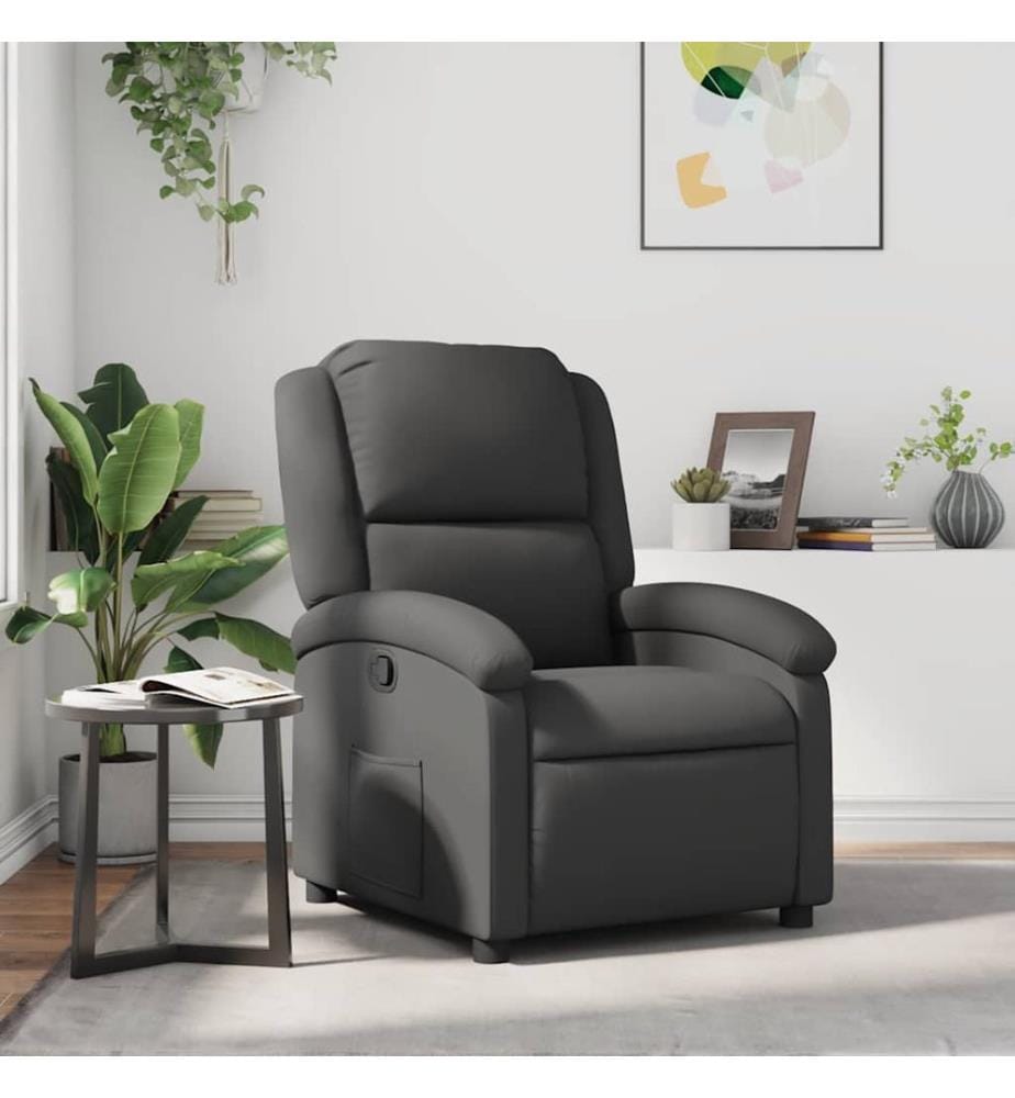 Relaxsessel Grau Echtleder