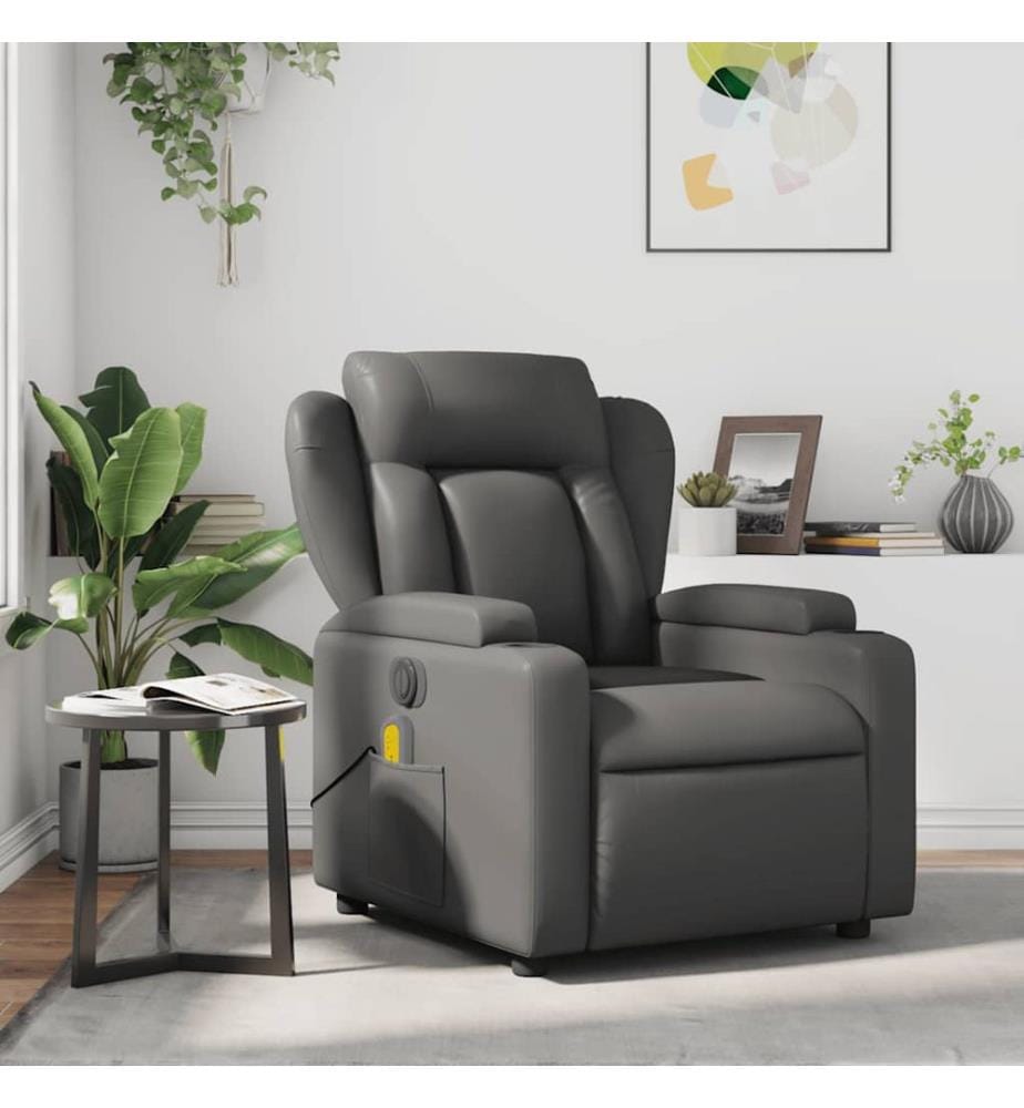 Massagesessel Grau Kunstleder