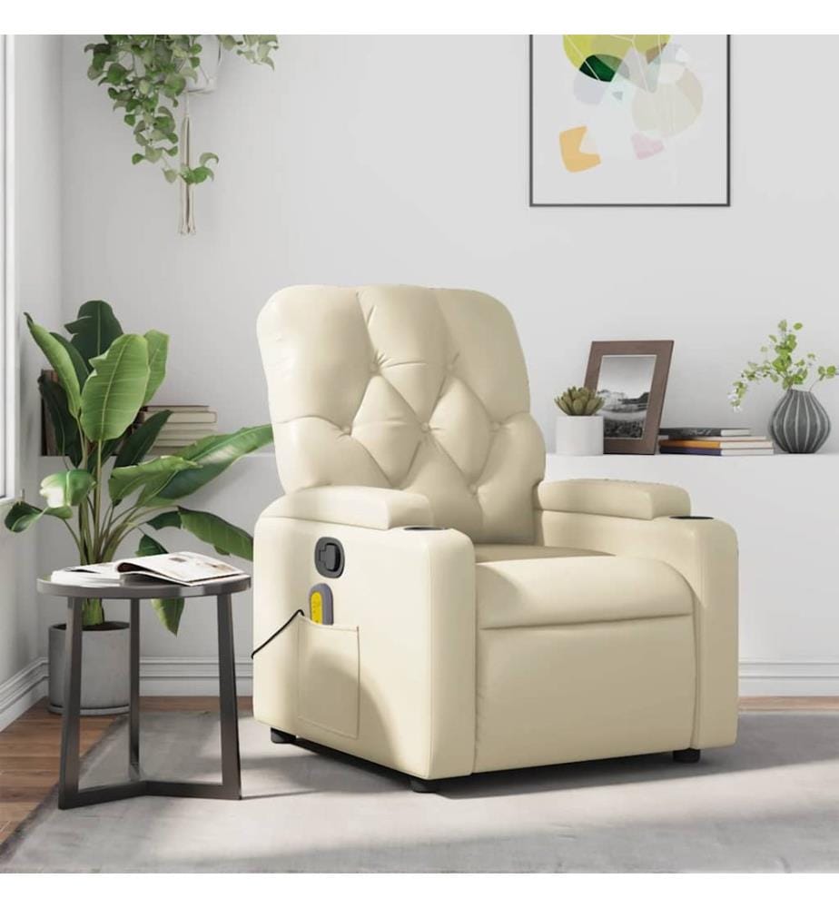 Massagesessel Creme Kunstleder
