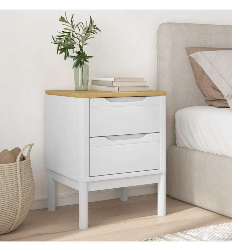 Table de chevet FLORO blanc 45x39x57 cm bois de pin massif