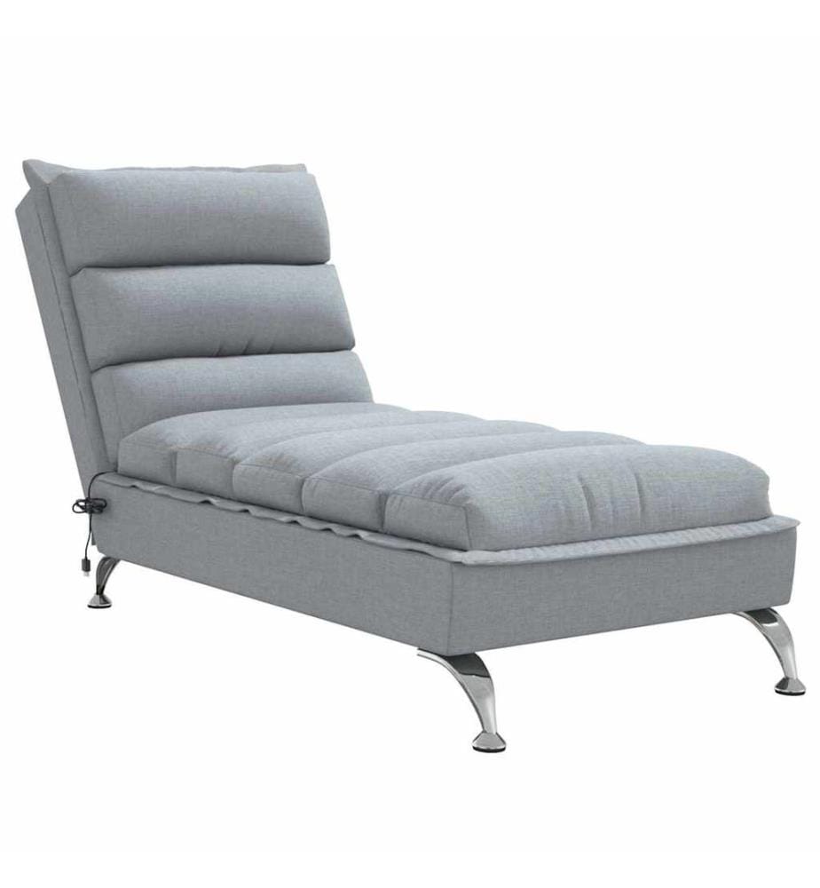 Massage-Chaiselongue mit Kissen Hellgrau Stoff