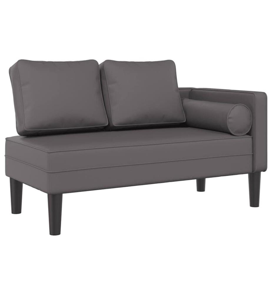 Chaise longue avec coussins gris similicuir
