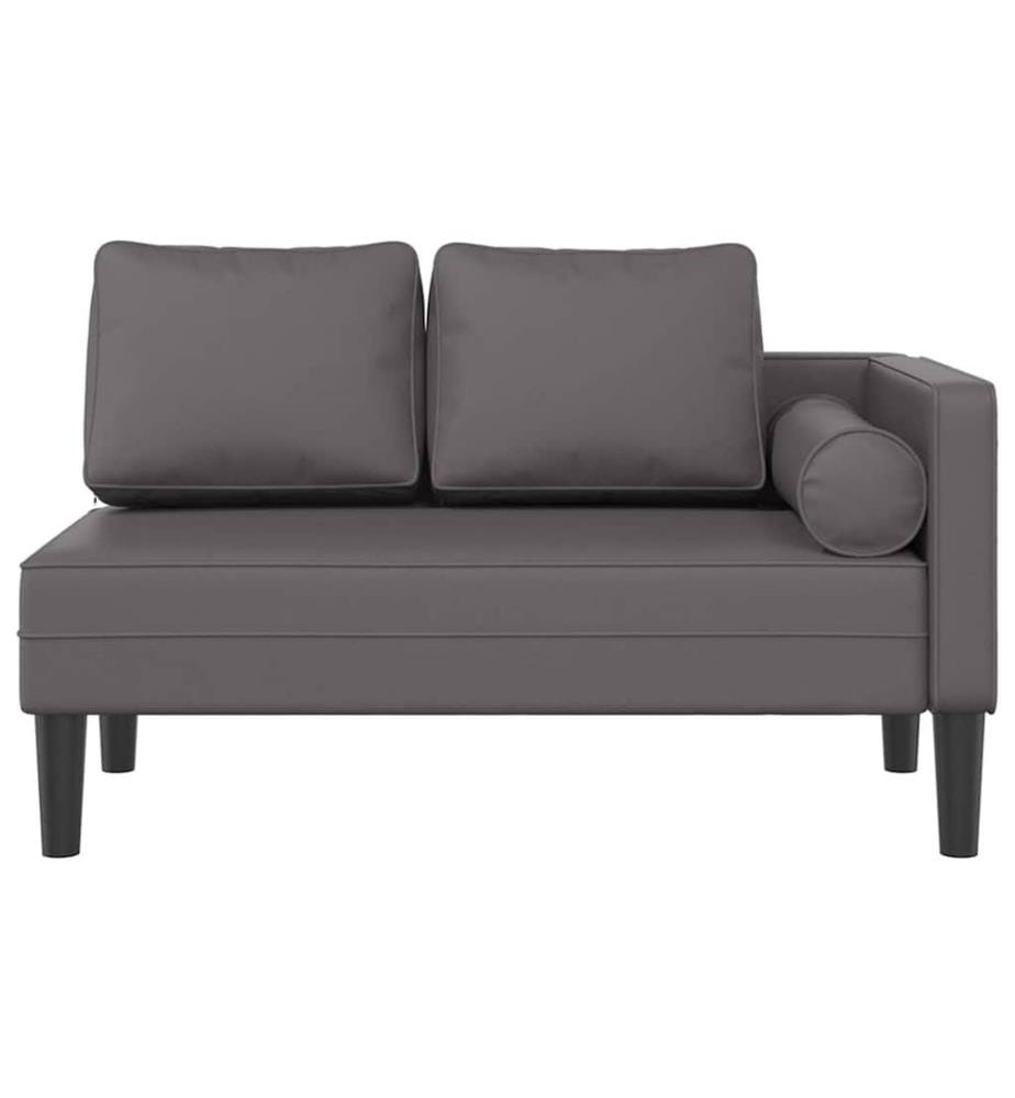 Chaise longue avec coussins gris similicuir