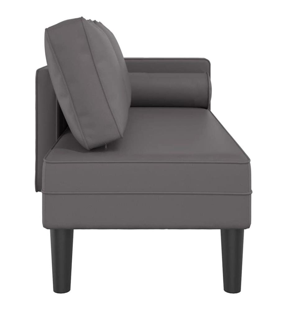 Chaise longue avec coussins gris similicuir