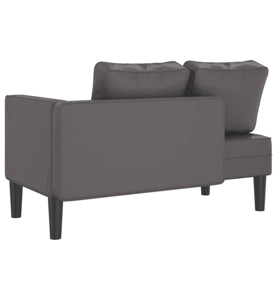 Chaise longue avec coussins gris similicuir