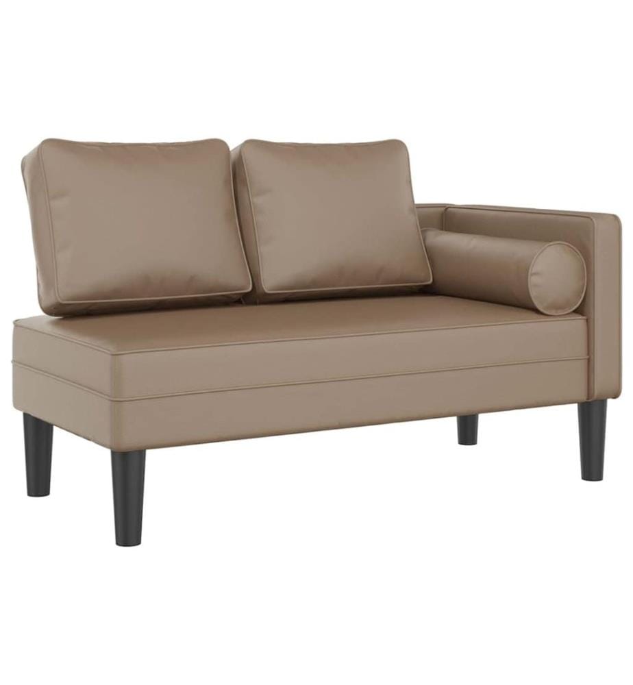 Chaise longue avec coussins cappuccino similicuir